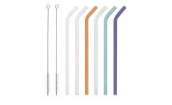Glas-Trinkhalm-Set | mehrfarbig gebogen